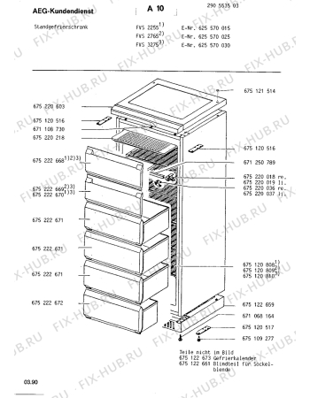 Взрыв-схема холодильника Aeg FVS 2255 - Схема узла Housing 001